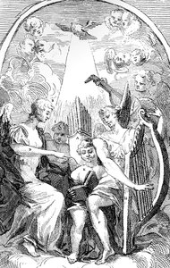 Eine Satire auf das Altarbild von Kent in der St. Clement Danes Kirche, Westminster, 1725 von William Hogarth