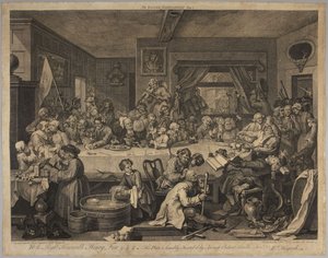 Ein Wahlvergnügen, Platte 1 aus der Serie Vier Drucke einer Wahl von William Hogarth
