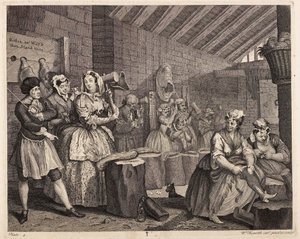 Hanf schlagen in Bridewell: Der Lebensweg einer Dirne, Platte 4 von William Hogarth