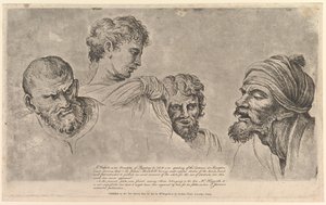 Vier Köpfe aus den Raphael-Kartons in Hampton Court, 14. Mai 1781