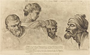 Vier Köpfe aus den Raphael-Kartons in Hampton Court