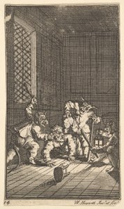 Hudibras wird verhört, siebzehn kleine Illustrationen für Samuel Butlers Hudibras, Nr. 14, 1721-26