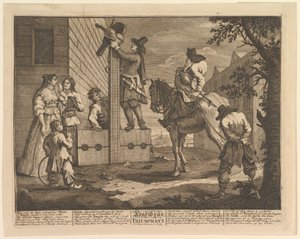 Hudibras triumphierend Zwölf große Illustrationen für Samuel Butlers Hudibras, Tafel 4, 1725-68