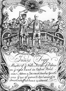 James Figg - Werbung, ca. 1729/30 von William Hogarth