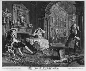 Marriage a la Mode, Platte II, Das Tête-à-Tête, 1745 von William Hogarth