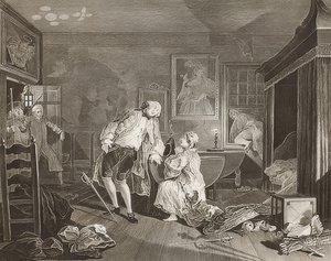 Heirat nach der Mode. Blatt 5: Der Graf fällt im Zweikampf von William Hogarth
