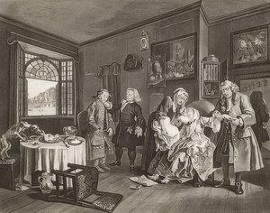 Heirat nach der Mode. Blatt 6: Der Selbstmord der Gräfin von William Hogarth