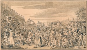 Skizze für Platte XI von Industrie und Müßiggang, 1747 von William Hogarth