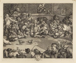 Die Hahnenkampfarena von William Hogarth