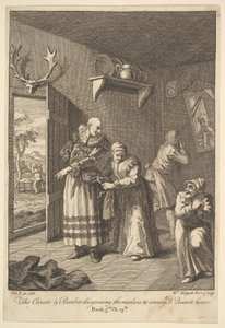 Der Pfarrer und der Barbier verkleiden sich, um Don Quixote nach Hause zu bringen