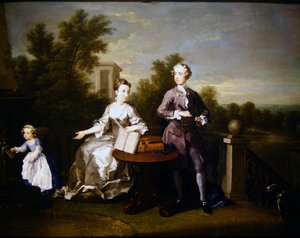 Die Familie Edwards Hamilton auf ihrer Terrasse in Kensington von William Hogarth