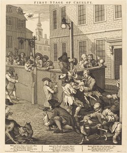 Die erste Stufe der Grausamkeit von William Hogarth