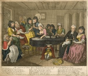 Die Beerdigung der armen Mary Hackabout, begleitet von der Schwesternschaft der Drury Lane von William Hogarth