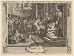 Der fleißige Lehrling aus seiner Zeit und verheiratet mit der Tochter seines Meisters von William Hogarth
