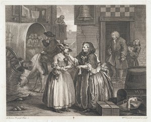 Das unschuldige Mädchen wird zur Hure, entworfen 1732, gedruckt 1744