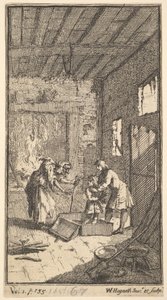 Die neue Metamorphose, Platte 4: Invidiosa befreit Fantasio, 1724 von William Hogarth