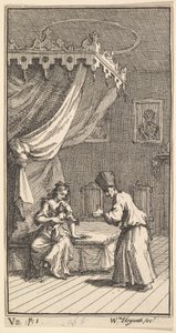 Die neue Metamorphose, Platte 5: Fantasio, in einen Schoßhund verwandelt, mit Donna The von William Hogarth