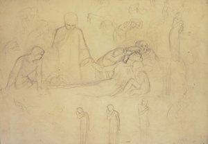 Studien für die Figuren des Doktors, der Trauernden und der Minerva