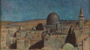 Die Heilige Stadt: Die Moschee As Sakrah im Mondlicht, um 1854 von William Holman Hunt