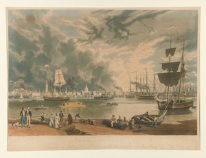New Orleans, von der gegenüberliegenden Seite aus gesehen, ein kurzes Stück oberhalb der mittleren oder Picayune-Fähre von William James Bennett