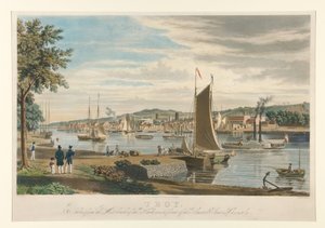 Troy. Aufgenommen vom Westufer des Hudson vor dem Arsenal der Vereinigten Staaten. von William James Bennett