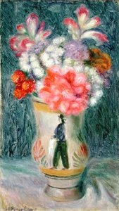 Blumen in einer Quimper-Vase