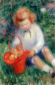 Lenna mit einem Korb voller Blumen