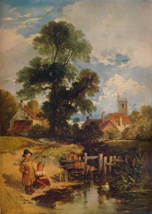 Flusslandschaft mit Kindern Die jungen Angler, 1843