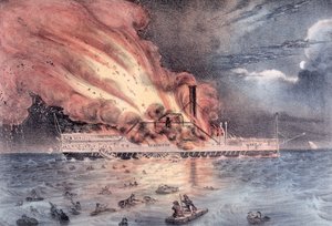 Der Brand des Dampfschiffs Lexington im Long Island Sound, 13. Januar 1840 von William Keesey Hewitt