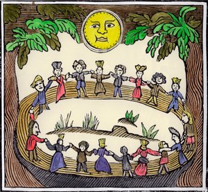 Ein Kreis von Hexen tanzt unter einem Vollmond, 19. oder frühes 20. Jahrhundert von William Linnell