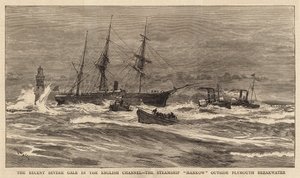 Der kürzliche schwere Sturm im Ärmelkanal, das Dampfschiff Hankow außerhalb der Plymouth Breakwater von William Lionel Wyllie