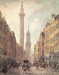 Ansicht von Fish Street Hill, Monument und St. Magnus der Märtyrer von Gracechurch Street, London, 1795