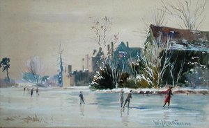 Schlittschuhlaufen am Broughton Castle von William Matthison