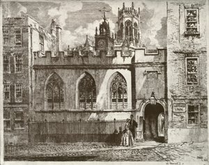 Cliffords Inn Hall und Uhrturm, mit dem Laternen-Turm von St. Clement Danes dahinter, 1934 von William Monk