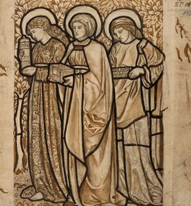 Die drei Marien am Grab - Entwurf für ein Buntglasfenster, 1862 von William Morris