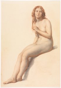 Weiblicher Akt, sitzend, Dreiviertelansicht von vorne von William Mulready
