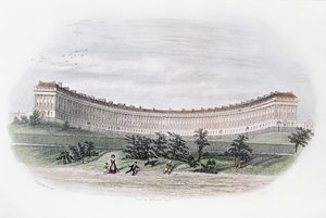 Royal Crescent, Bath, vom Park aus, graviert von J. Shury, ca. 1840 von William N. Hardwick of Bath