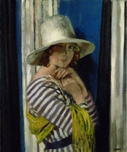 Mrs Hone in einem gestreiften Kleid, 1912