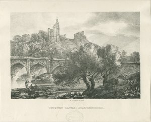 Tutbury Castle - Südansicht: Zinkografie, undatiert [frühes 19. Jahrhundert] von RC