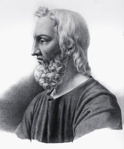 Porträt von Pedanius Dioscorides, griechischer Arzt, Botaniker und Apotheker, Gravur von Nicolas Toussaint Charlet