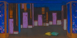 Halle mit Türen (Bühnenbild für Alice im Wunderland, 1915) von William Penhallow Henderson