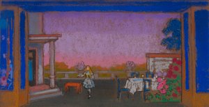 Märzhase Garten (Bühnenbild für Alice im Wunderland) von William Penhallow Henderson
