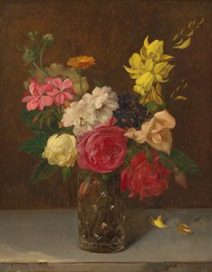 Blumen in einer geschliffenen Glasvase von William Perkins Babcock