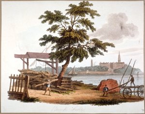 Männer bewegen Holz in Bankside, Southwark, London, ca. 1810