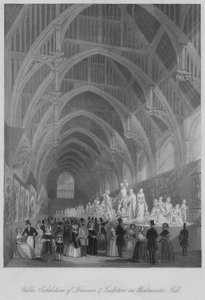 Öffentliche Ausstellung von Fresken und Skulpturen in der Westminster Hall, ca. 1841