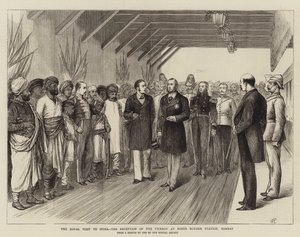 Der königliche Besuch in Indien, der Empfang des Vizekönigs am Boree Bunder Bahnhof, Bombay