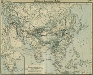 Mittelalterlicher Handel in Asien. Aus dem Historischen Atlas von William Robert Shepherd