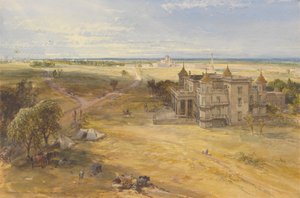 Der Dilkoosha, Lucknow in der Ferne von William Simpson