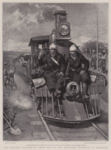 Die Siebten Husaren auf dem Weg in das unruhige Gebiet in Rhodesien