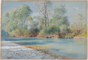 Traunstein Fluss auf dem Weg nach Empfig, Bayern, um 1893-96